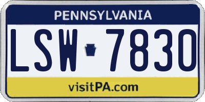 PA license plate LSW7830