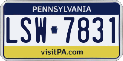 PA license plate LSW7831