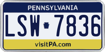PA license plate LSW7836