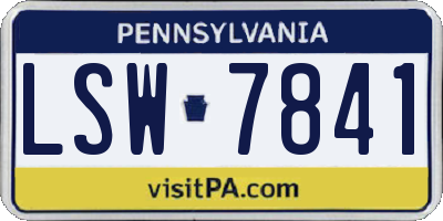 PA license plate LSW7841