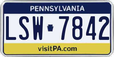 PA license plate LSW7842