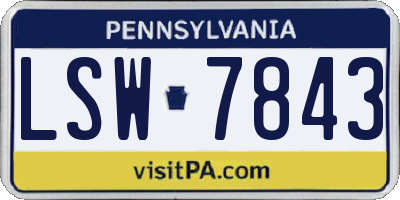 PA license plate LSW7843