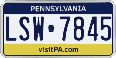 PA license plate LSW7845