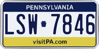 PA license plate LSW7846
