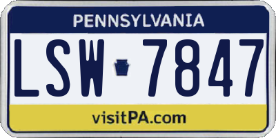PA license plate LSW7847