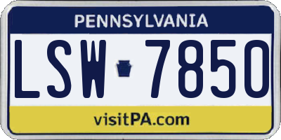 PA license plate LSW7850