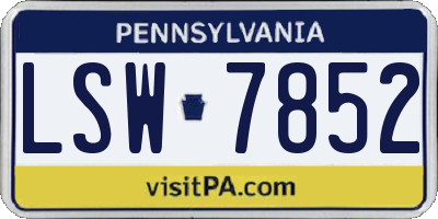 PA license plate LSW7852