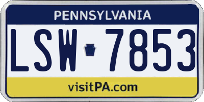 PA license plate LSW7853