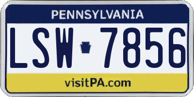 PA license plate LSW7856