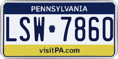 PA license plate LSW7860