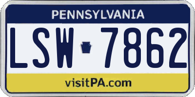 PA license plate LSW7862
