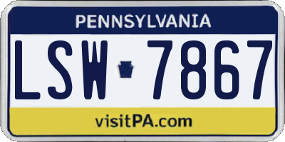 PA license plate LSW7867