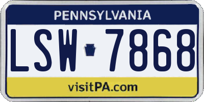 PA license plate LSW7868