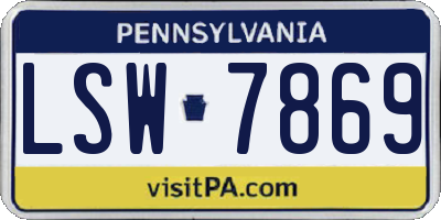 PA license plate LSW7869