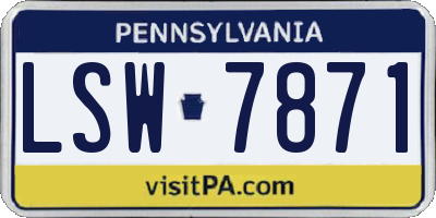 PA license plate LSW7871