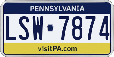 PA license plate LSW7874