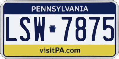 PA license plate LSW7875