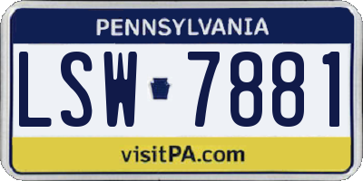 PA license plate LSW7881