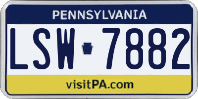 PA license plate LSW7882