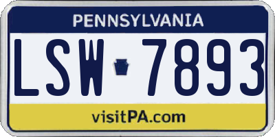 PA license plate LSW7893