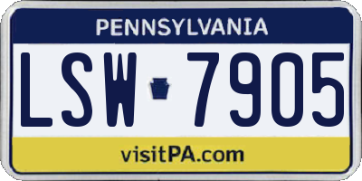 PA license plate LSW7905
