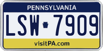 PA license plate LSW7909