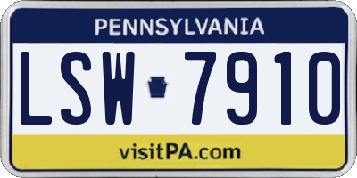 PA license plate LSW7910