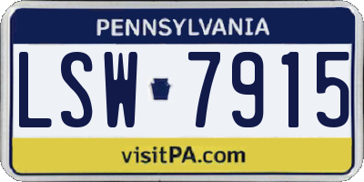 PA license plate LSW7915