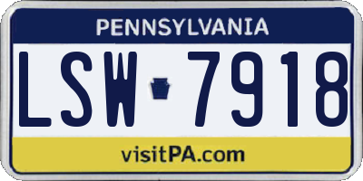 PA license plate LSW7918