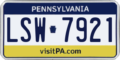 PA license plate LSW7921