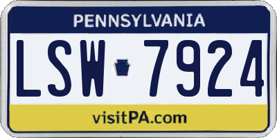 PA license plate LSW7924