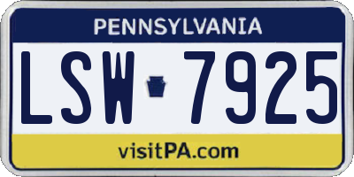PA license plate LSW7925