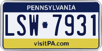 PA license plate LSW7931