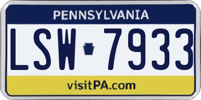 PA license plate LSW7933