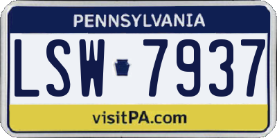 PA license plate LSW7937