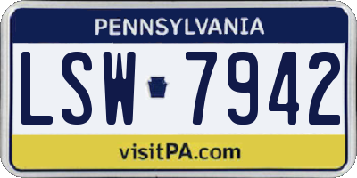 PA license plate LSW7942