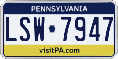 PA license plate LSW7947