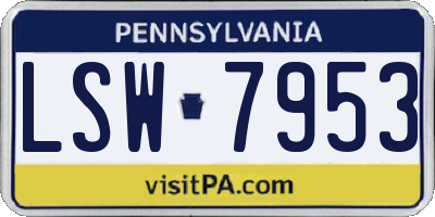 PA license plate LSW7953
