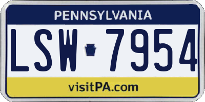 PA license plate LSW7954