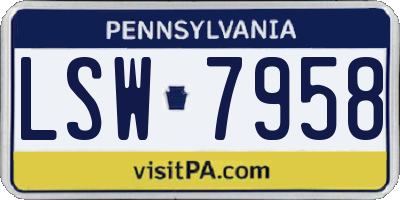 PA license plate LSW7958
