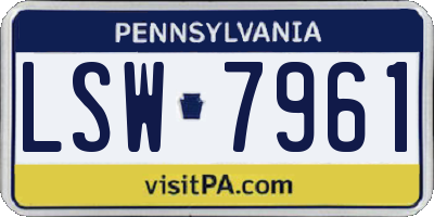 PA license plate LSW7961