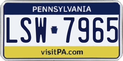 PA license plate LSW7965