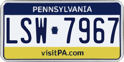PA license plate LSW7967