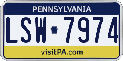 PA license plate LSW7974