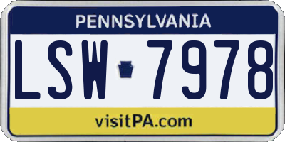 PA license plate LSW7978
