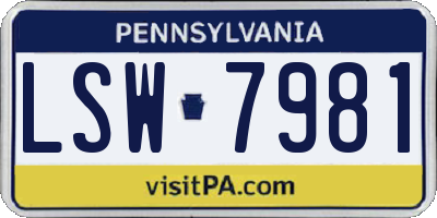 PA license plate LSW7981