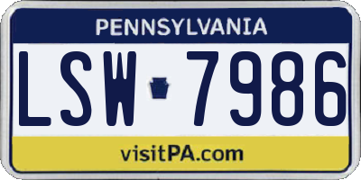 PA license plate LSW7986