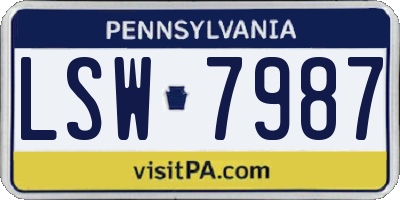 PA license plate LSW7987