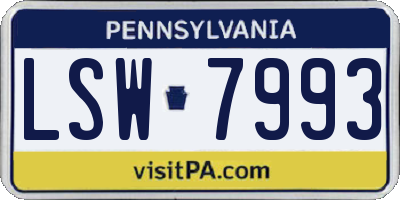 PA license plate LSW7993