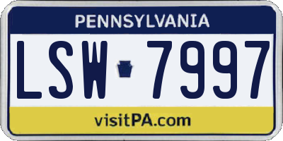 PA license plate LSW7997